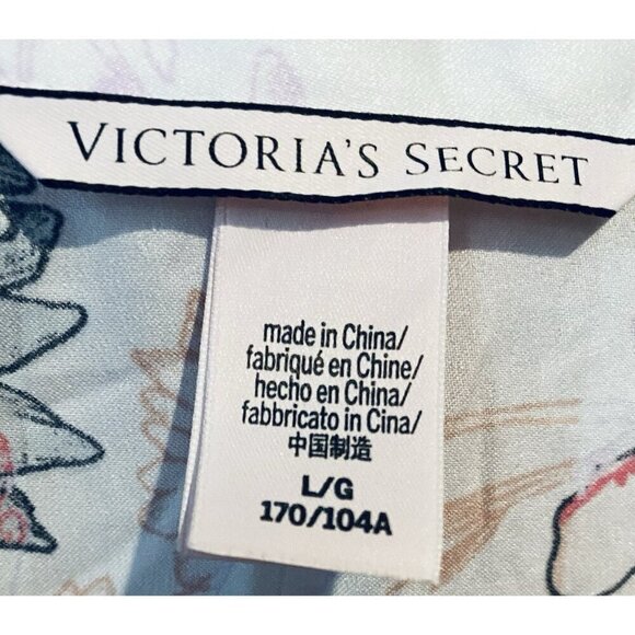 Victorias Secret Romper Womens Large Pink Stiped Floral Satin Ribbon Tie Flirty - Picture 7 of 8